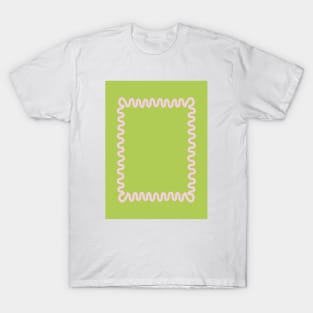 Waves Square Frame - Pink Green T-Shirt